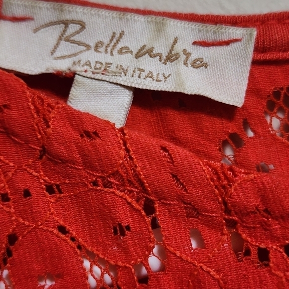 Bella umbra cold shoulder silk lace detailing midi dress color red size large - Picture 4 of 6